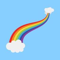 Rainbow with cloud in flat style isolated vector