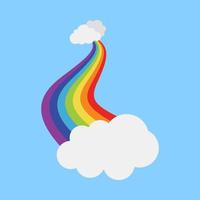 Rainbow with cloud in flat style isolated vector