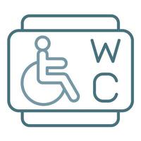 icono de dos colores de la línea de baño para discapacitados vector