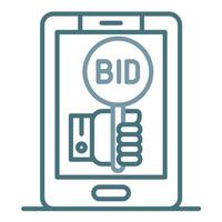 Online Bidding Line Two Color Icon vector