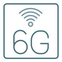 icono de dos colores de línea de red 6g vector