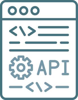 interfaz de programación de aplicaciones línea icono de dos colores vector