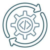 icono de dos colores de línea de integración continua vector