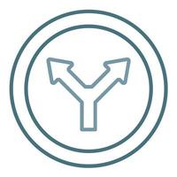Y Intersection Line Two Color Icon vector