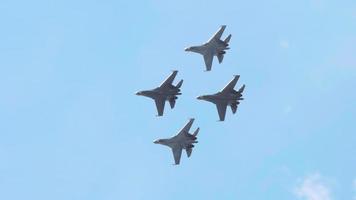 NOVOSIBIRSK, RUSSIAN FEDERATION JULY 28, 2019 - Russian Falcons aerobatic team. Airshow at the Mochishe aerodrome UNNM video