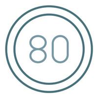 80 Speed Limit Line Two Color Icon vector