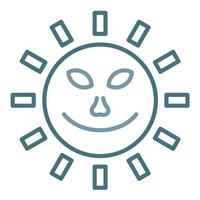 Sun with Face Line Two Color Icon vector