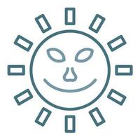 sol con línea de cara icono de dos colores vector