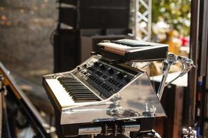 Keys electronic synthesizer close up. Musical instruments photo