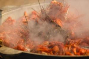 boiled crayfish with seasoning, Large pot photo