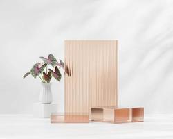 3D rendering platform podium with plant product presentation background photo