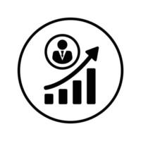 Analytics, career, growth icon. Black vector graphics.