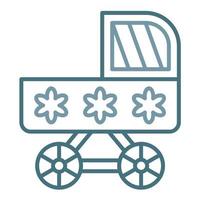 Baby Stroller Line Two Color Icon vector