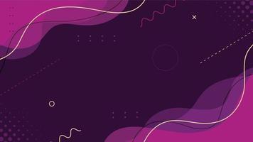 Abstract wave purple background with memphis element and halftone vector