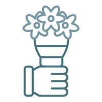 Hand Bouquet Line Two Color Icon vector