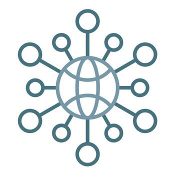 icono de dos colores de línea de red neuronal vector