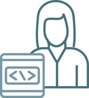 Developer Female Line Two Color Icon vector
