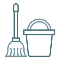 Mop Bucket Line Two Color Icon vector