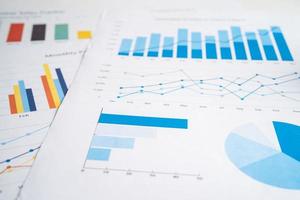 Chart or graph paper. Financial, account, statistic and business data concept. photo
