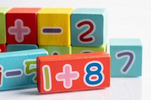 Math number colorful on white background, education study mathematics learning teach concept. photo