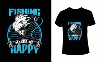 la pesca me hace feliz archivo vectorial de diseño de camisetas vector