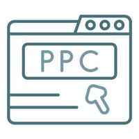 icono de dos colores de línea ppc vector