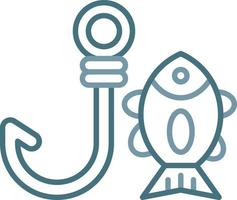 línea de señuelos de pesca icono de dos colores vector
