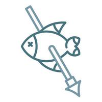 línea de pesca submarina icono de dos colores vector