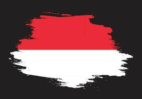 Paint brush stroke grunge texture Indonesia flag vector