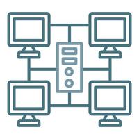 Grid Computing Line Two Color Icon vector