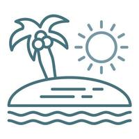 Sunset On Beach Line Two Color Icon vector