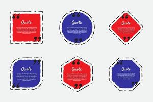 Red and blue modern communication quote frame with abstract brush stroke collection vector