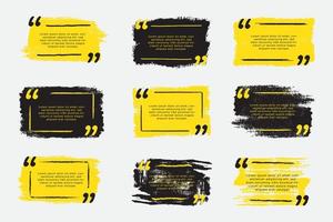 Yellow and black modern communication quote frame with abstract brush stroke collection vector