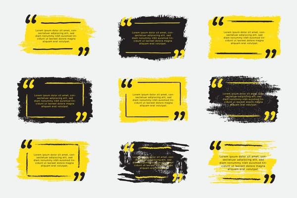 Yellow and black modern communication quote frame with abstract brush stroke collection