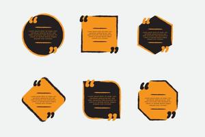 Orange and black modern communication quote frame with abstract brush stroke collection vector