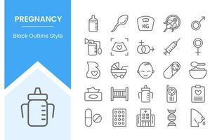 pregnancy icon set collection pack with outline or line style vector