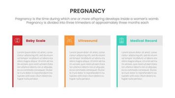 información de datos con columna de tabla para concepto infográfico de embarazo o embarazo para presentación de diapositivas con lista de 3 puntos vector