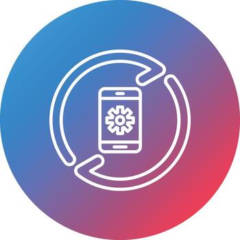 icono de fondo de círculo degradado de línea de proceso de aplicación vector