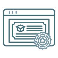 icono de línea de certificado de dos colores vector