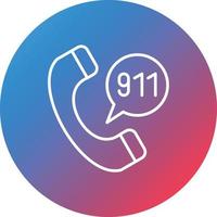 Call 911 Line Gradient Circle Background Icon vector