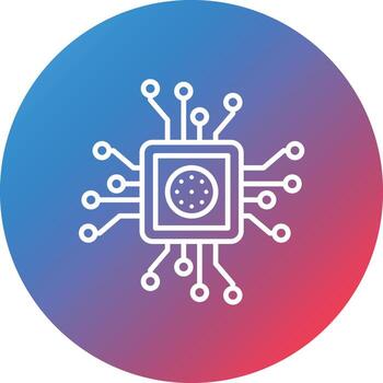 icono de fondo de círculo degradado de línea de procesador de datos vector