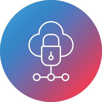 icono de fondo de círculo degradado de línea de seguridad en la nube vector