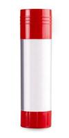 The paper glue stick with red cap on white background photo