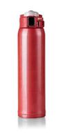Red Thermo bottle isolated on white background with clipping path photo
