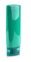 botella de plástico verde con champú o producto cosmético higiénico aislado sobre fondo blanco foto