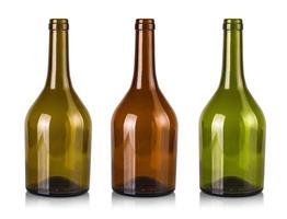 empty bottles of wine isolated on a white background photo