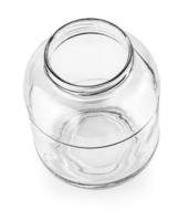 Empty glass jar isolated on a white background photo