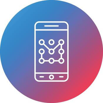 Mobile Pattern Lock Line Gradient Circle Background Icon vector