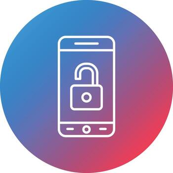 Mobile Unlock Line Gradient Circle Background Icon vector