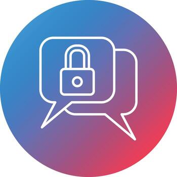 icono de fondo de círculo degradado de línea de seguridad de chat vector